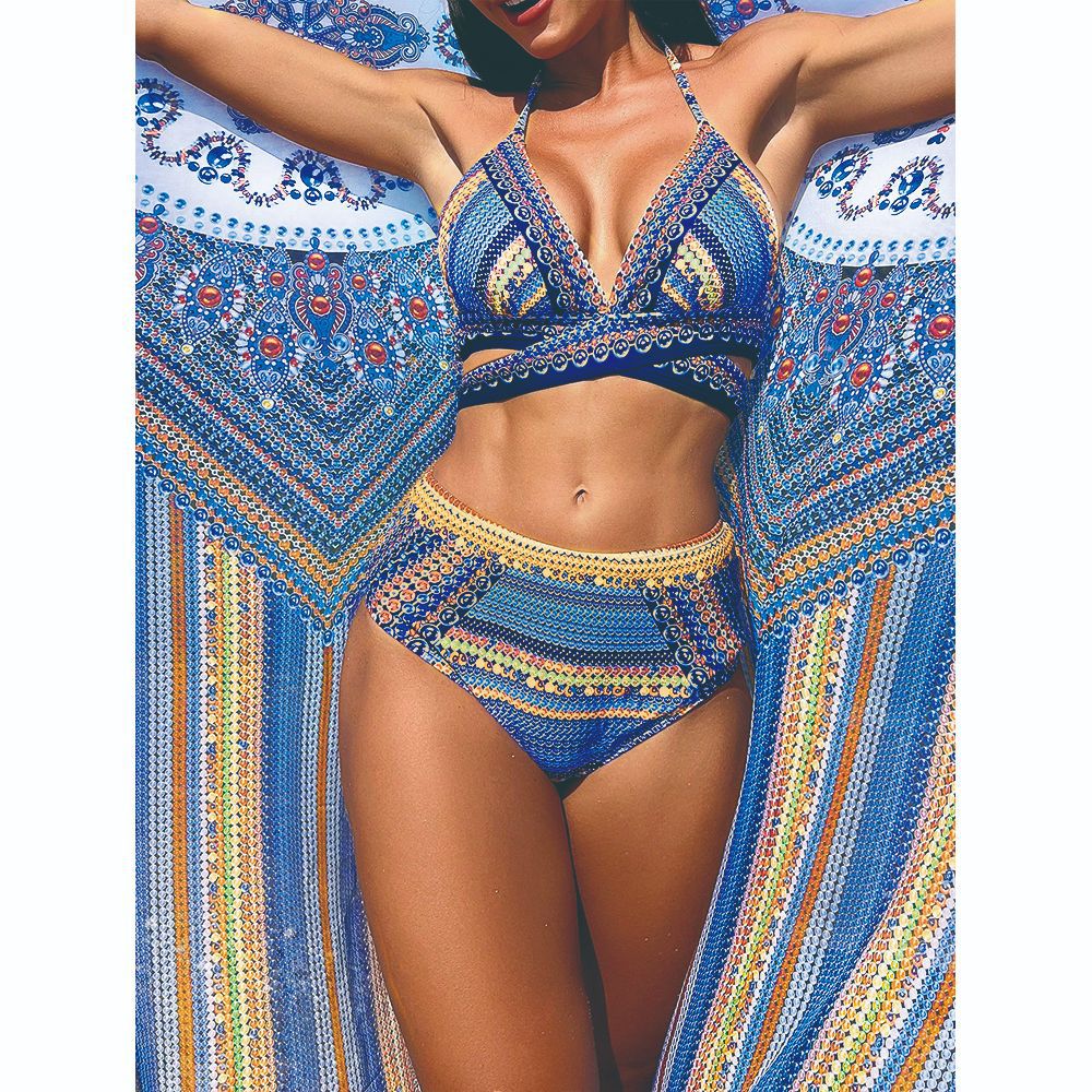 Women's bikini set with creative design and transparent kaftan Mune Fashion