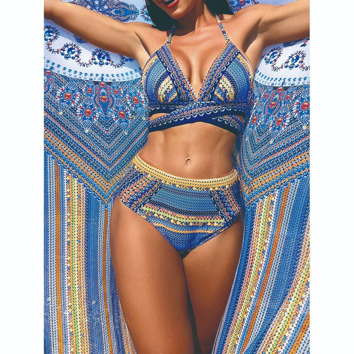 Women's bikini set with creative design and transparent kaftan Mune Fashion