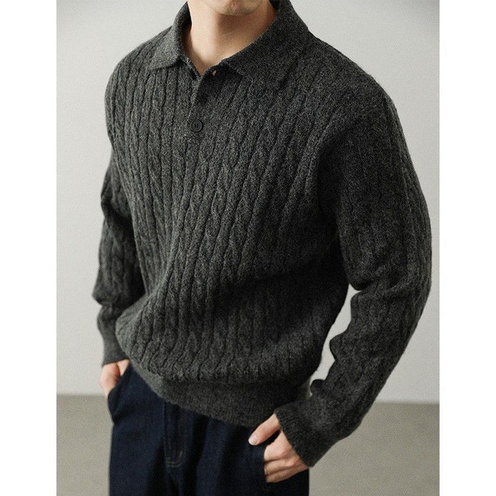 Men's Comfortable Chunky Knit Sweater with Button Placket Mune Fashion