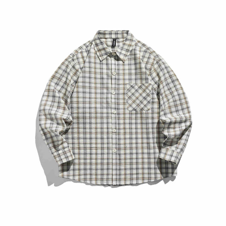 Women Oversized checkered shirt jacket with quilted structure Mune Fashion
