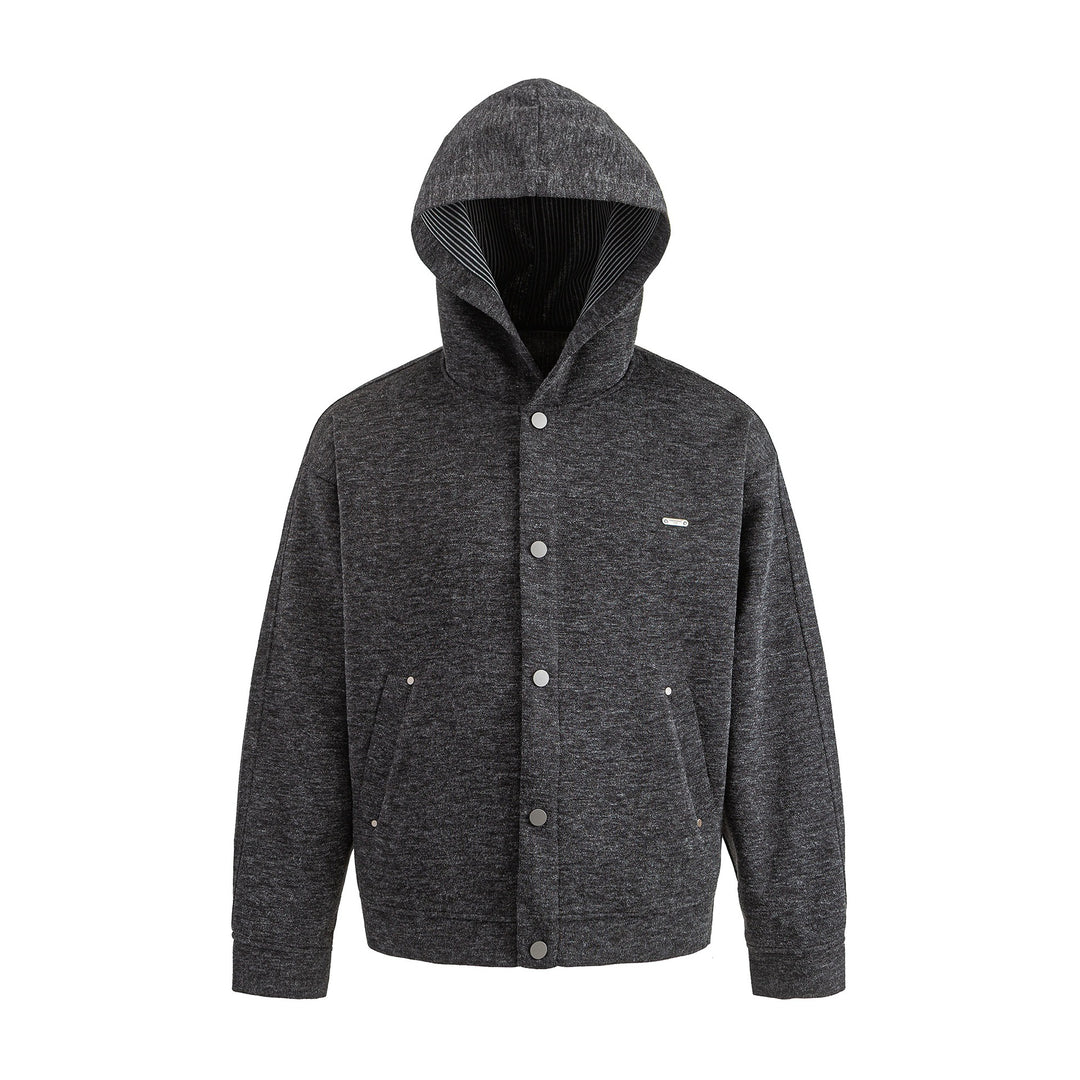 Unisex Short Cut Boxy Hoodie Jacket made of Sweat with Snap Placket and Side Pockets Mune Fashion