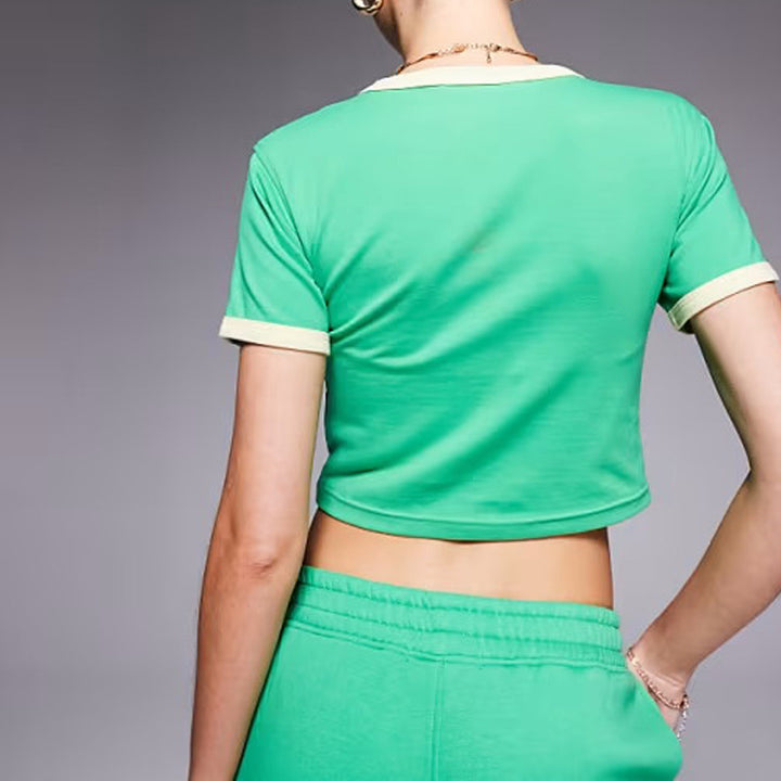 Women's cropped shirt and loose joggers made of French Terry with retro lettering Mune Fashion