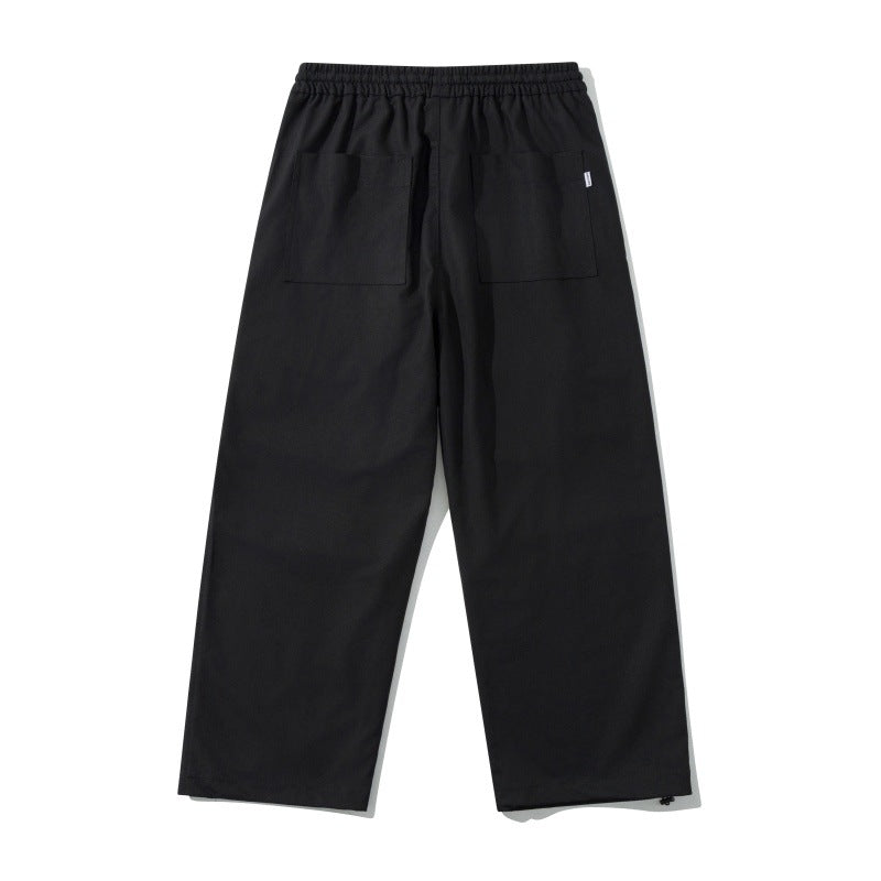 Unisex Loose Utility Cargo Pants with Elastic Waistband, Drawstring and Adjustable Hem