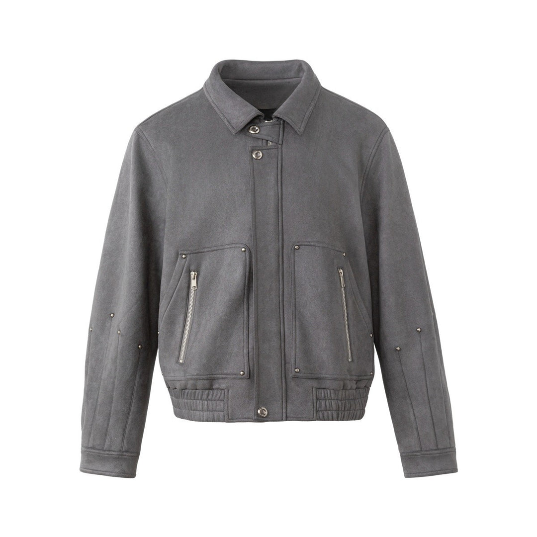 Men's short jacket in faux suede with stud appliqué and zip pockets Mune Fashion