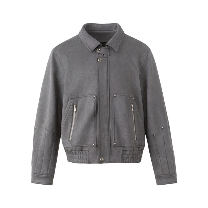 Men's short jacket in faux suede with stud appliqué and zip pockets Mune Fashion