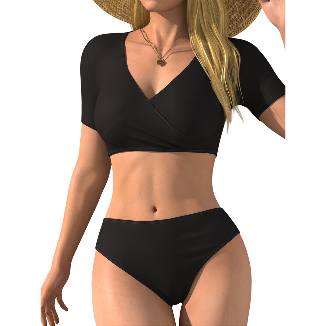 Women's bikini top with wrap cut and short sleeves Mune Fashion