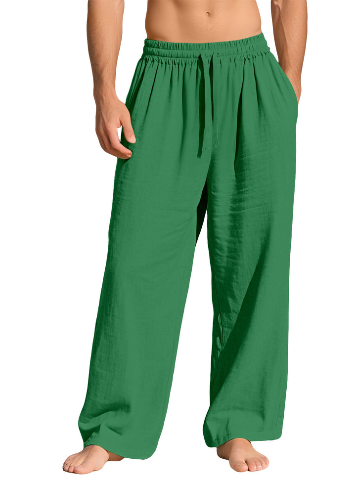 Men's lightweight linen lounge pants with elastic waistband and side pockets Mune Fashion