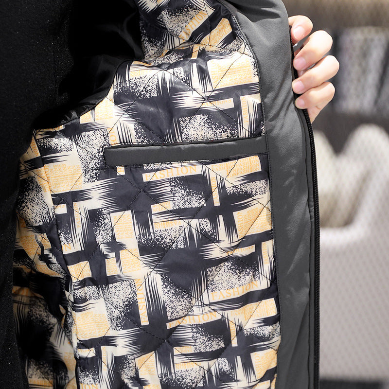 Men's quilted transitional jacket with diamond stitching, stand-up collar, and ribbed cuffs Mune Fashion