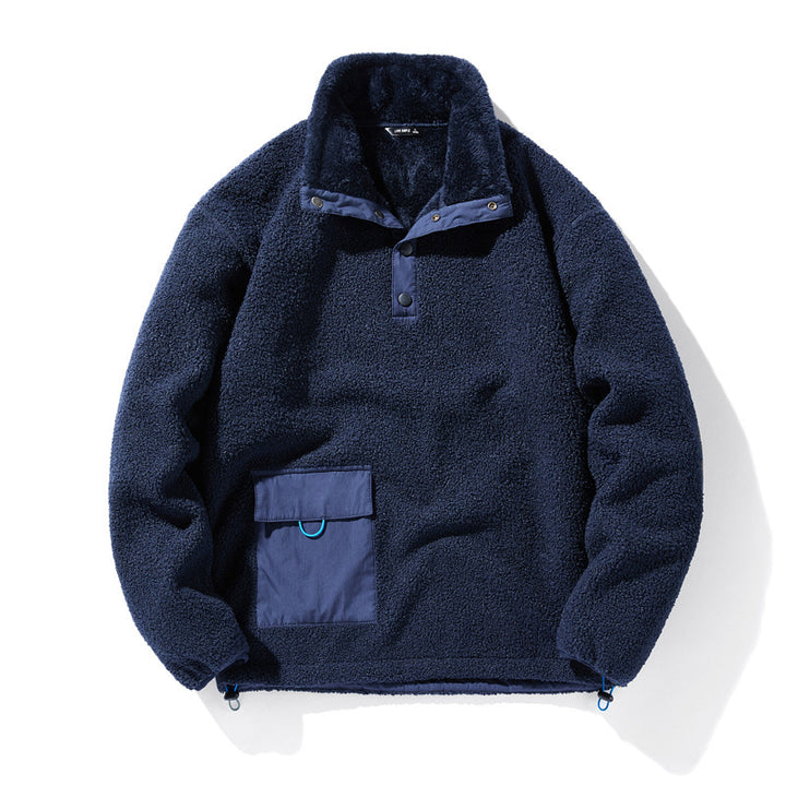 Men Durable Fleece Jacket with Functional Collar Mune Fashion