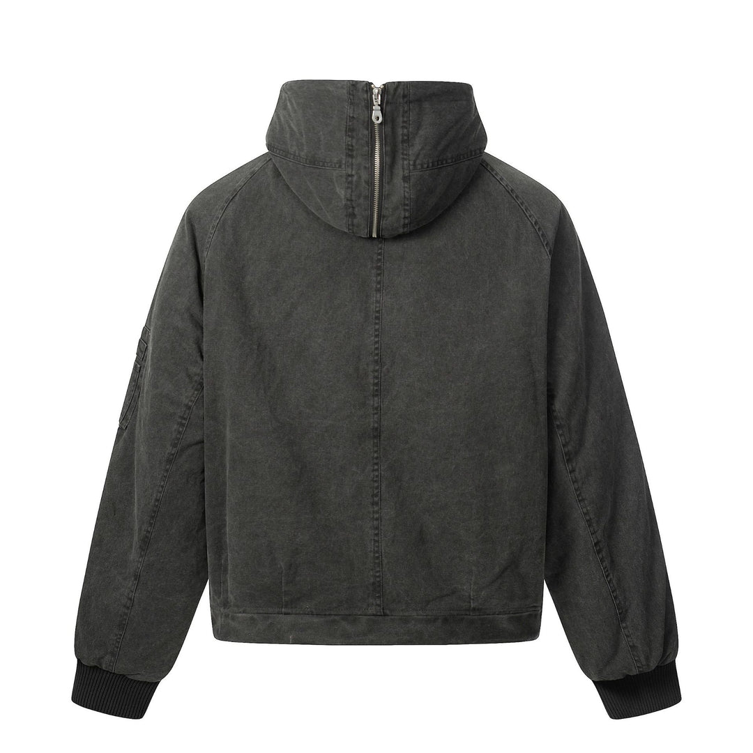 Men's short jacket in utility look with high stand-up collar and hood Mune Fashion