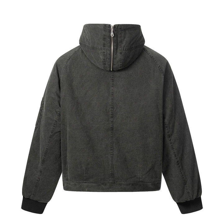 Men's short jacket in utility look with high stand-up collar and hood Mune Fashion