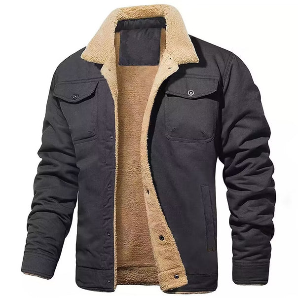 Men's robust canvas blouson with full sherpa lining and shirt collar Mune Fashion