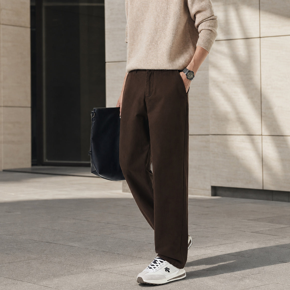 Men's Loose-Fitting Casual Pants with Straight Leg and Side Pockets Mune Fashion