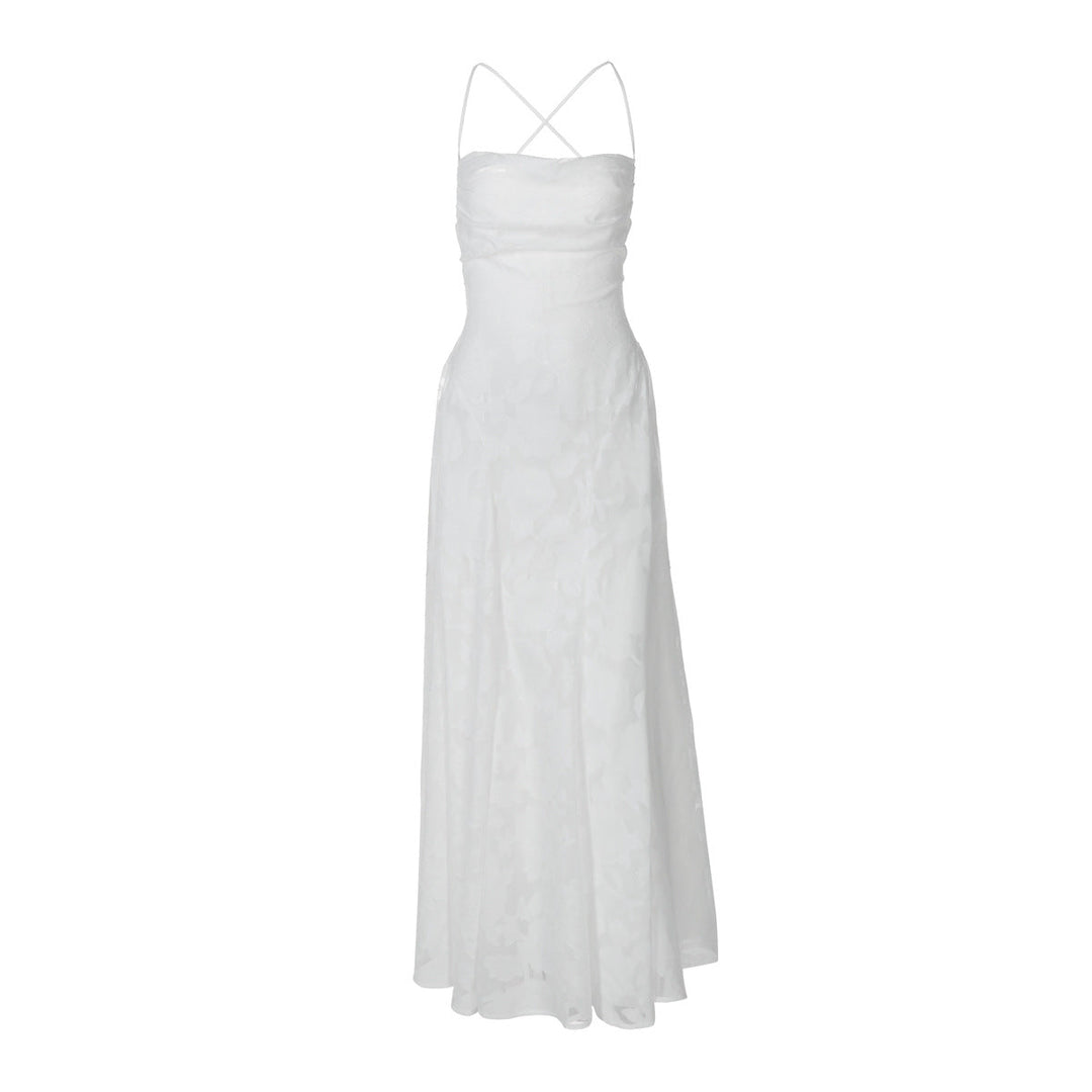 Women Elegant Evening Dress with Fine Floral Patterns and Sophisticated Details Mune