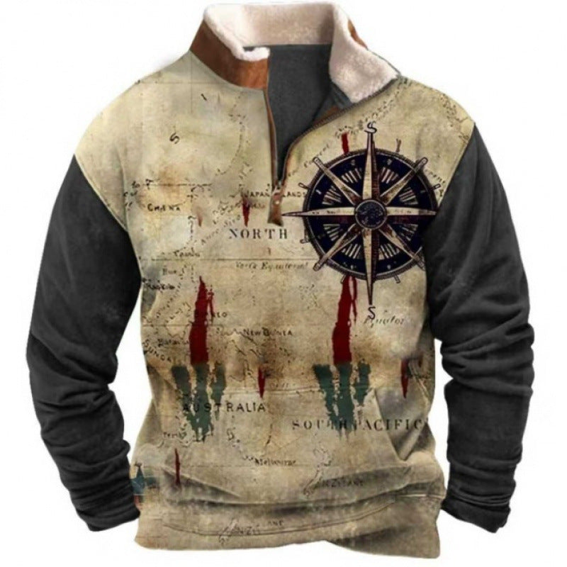 Men's Warming Fleece Pullover with Stand-Up Collar Mune Fashion