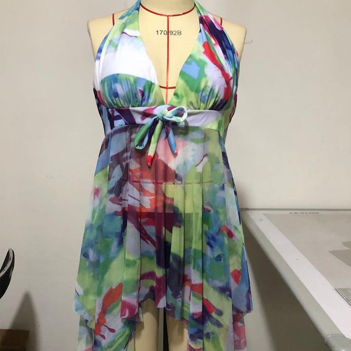 Women's Beach Dress with Floral Design Mune Fashion