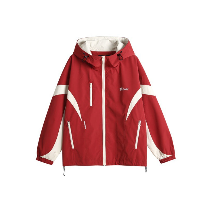 Unisex Technical Hooded Windbreaker Jacket in Boxy Cut with Contrasting Panels and Water-Repellent Zippers Mune Fashion