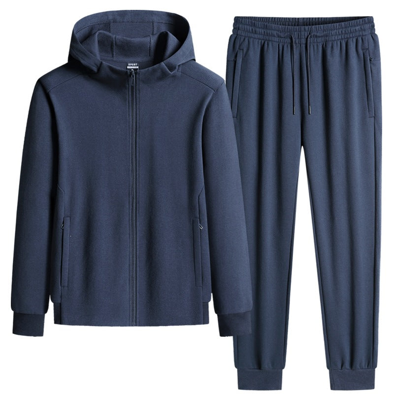 Men's two-piece hooded training set made of French terry with zip-up jacket & tapered joggers Mune Fashion
