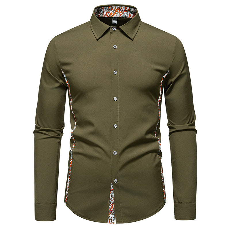 Men's Elegant Fitted Business Shirt with Contrasted Interior Placket and Paisley Detail Mune Fashion