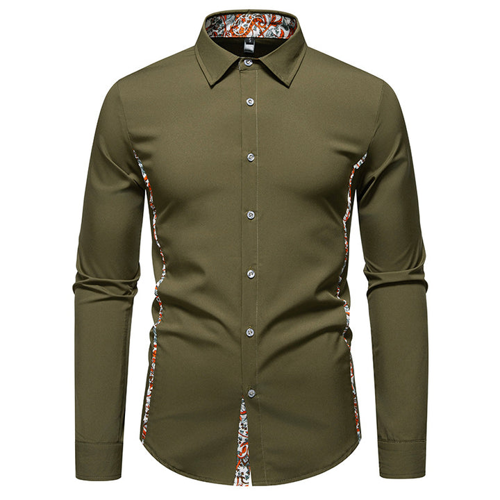 Men's Elegant Fitted Business Shirt with Contrasted Interior Placket and Paisley Detail Mune Fashion