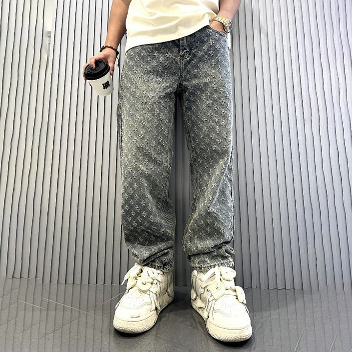 Men's Stylish Relaxed Fit Jeans with Floral Pattern Mune Fashion