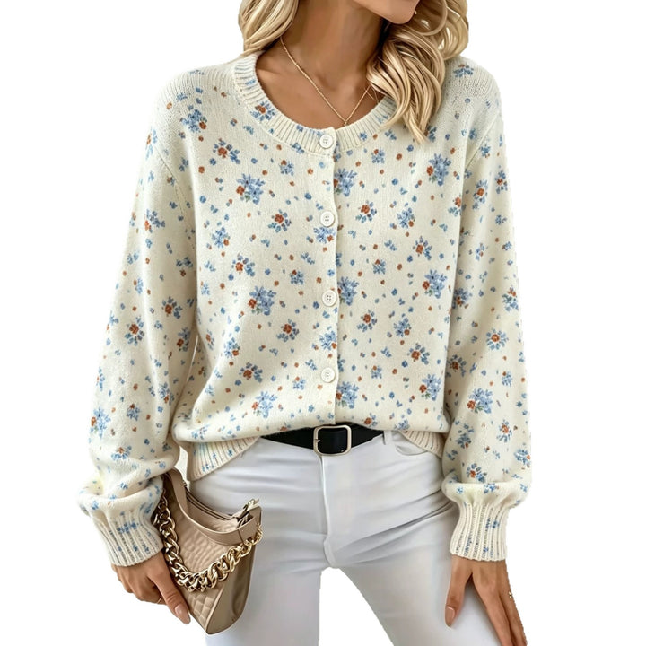 Women's Lightweight Jacquard Knit Cardigan with Leopard Print, Round Neck and Button Placket Mune Fashion