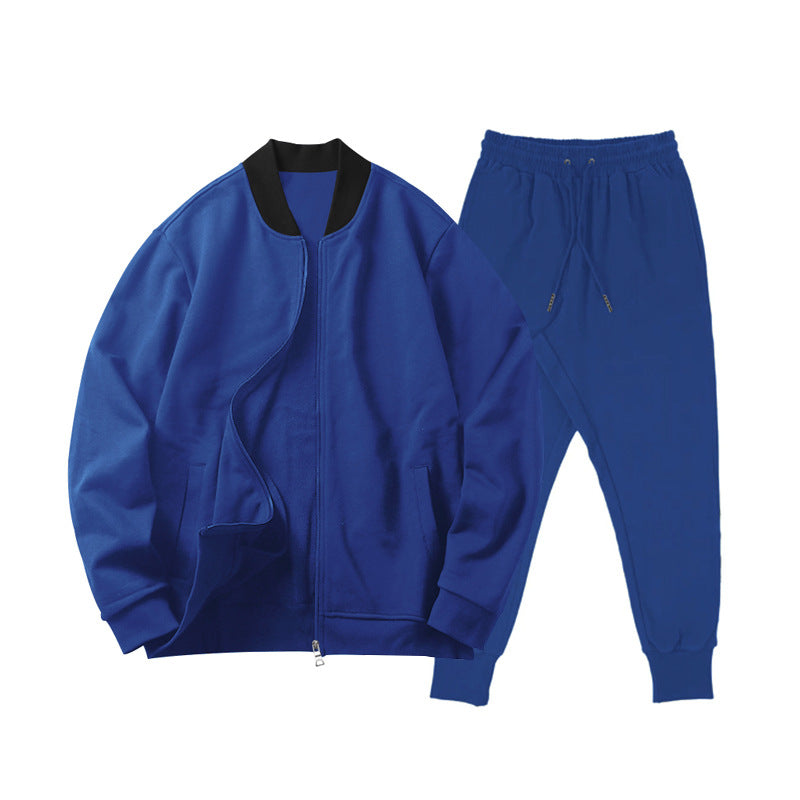 Men's casually cut sweat set with zip bomber jacket and tapered jogging pants made of soft cotton fleece Mune Fashion