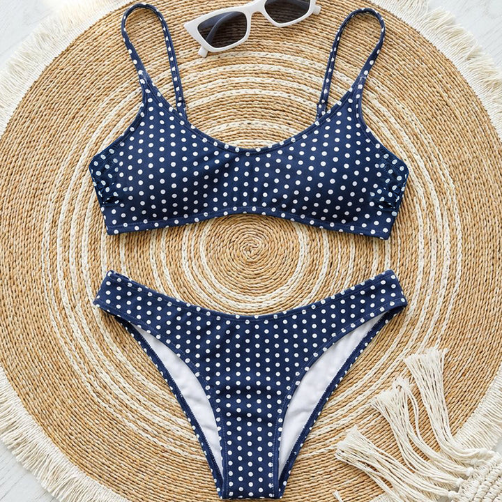 Ladies triangle bikini with playful polka dot design Mune Fashion