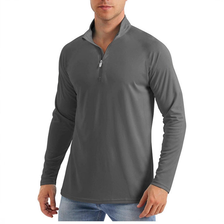 Men's Sporty Long Sleeve Hoodie with Half Zipper
