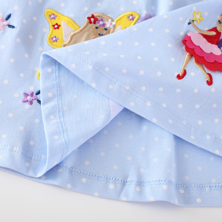 Girls long sleeve dress with cheerful fairy appliqués Mune Fashion