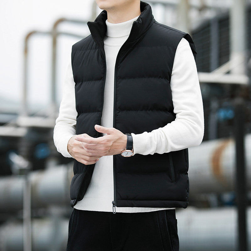 Men's padded quilted thermal vest with stand-up collar, side zip pockets & windproof exterior Mune Fashion