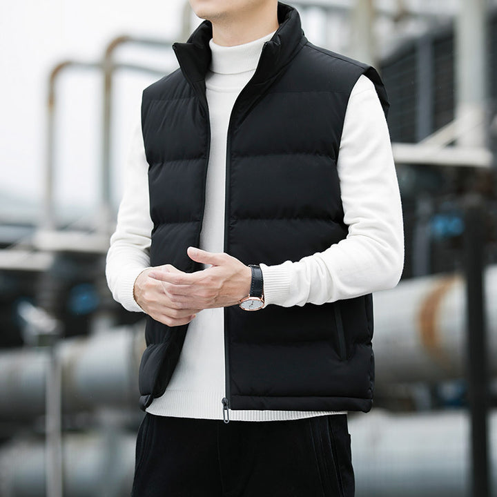 Men's padded quilted thermal vest with stand-up collar, side zip pockets & windproof exterior Mune Fashion