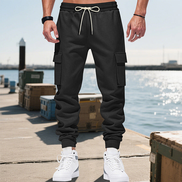 Men's Cargo Jogging Pants with drawstring waistband, patch flap pockets and tapered cuffs Mune Fashion