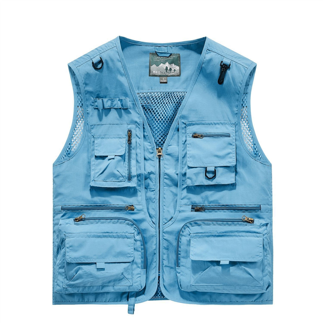 Men's Multifunctional Cargo Utility Vest with numerous zippered pockets and D-rings Mune Fashion