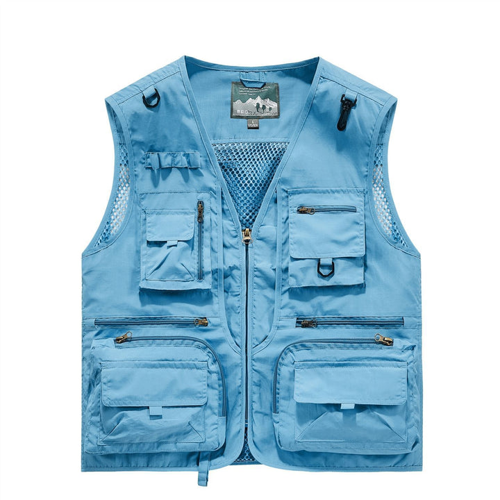Men's Multifunctional Cargo Utility Vest with numerous zippered pockets and D-rings Mune Fashion