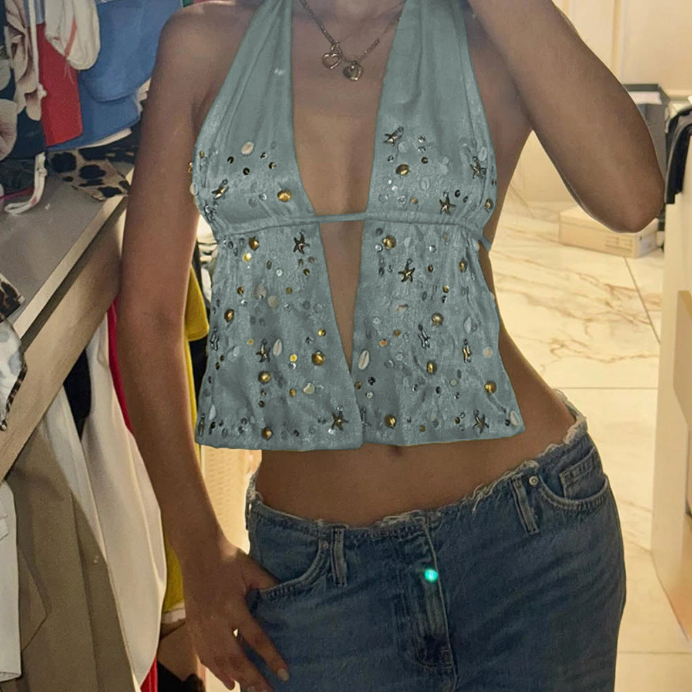 Women's beach top with tasteful pearl details Mune Fashion