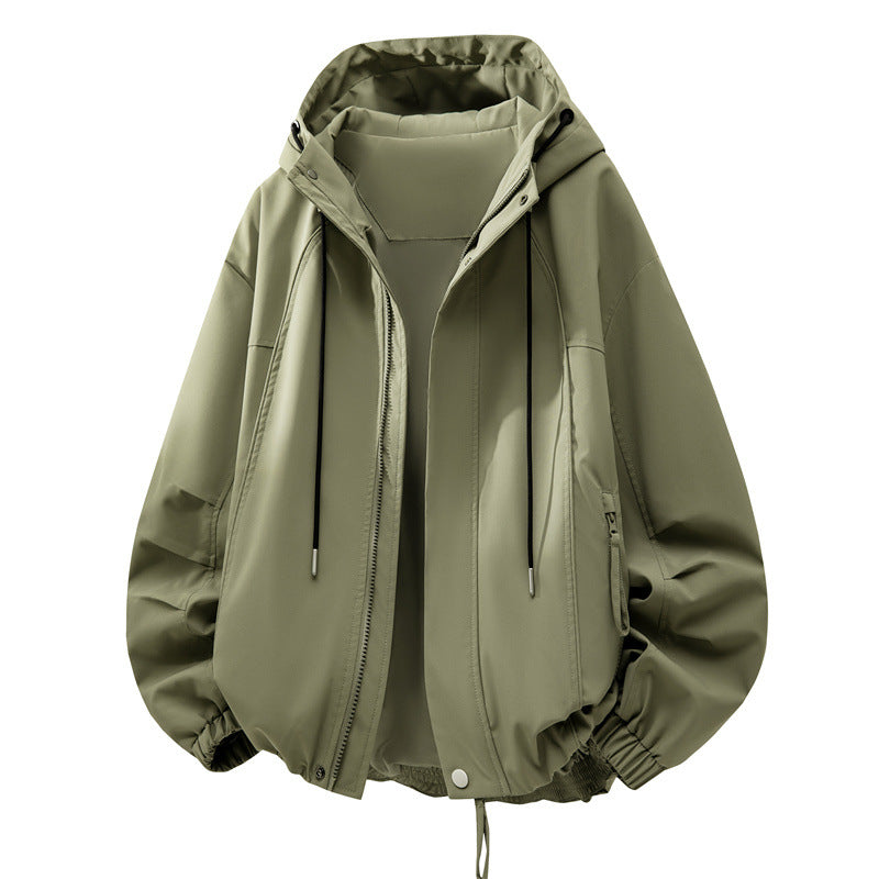 Unisex Oversize Rain and Wind Jacket with Hood, Water-Repellent Functional Membrane Mune Fashion