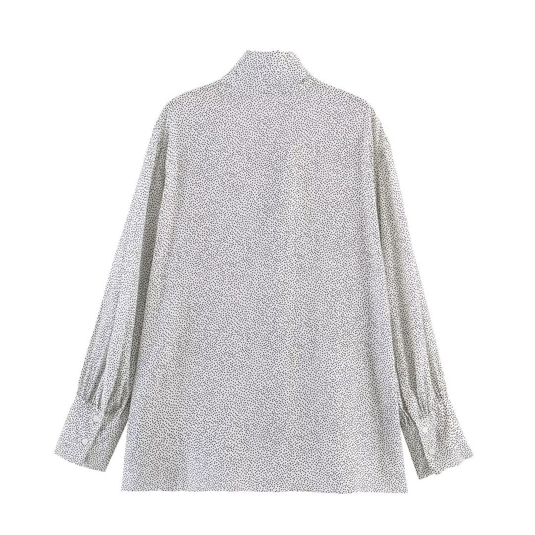 Women Oversize Blouse with Bow Collar and Balloon Sleeves Mune Fashion
