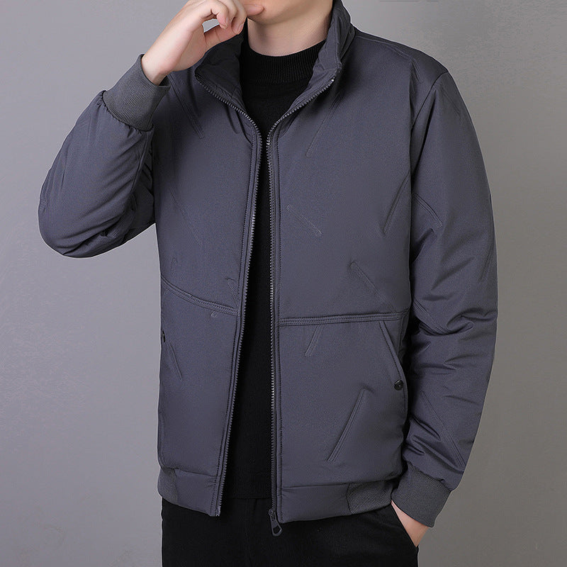Men's Technical Short Jacket in Urban Bomber Style with Stand-Up Collar and Hidden Pockets Mune Fashion