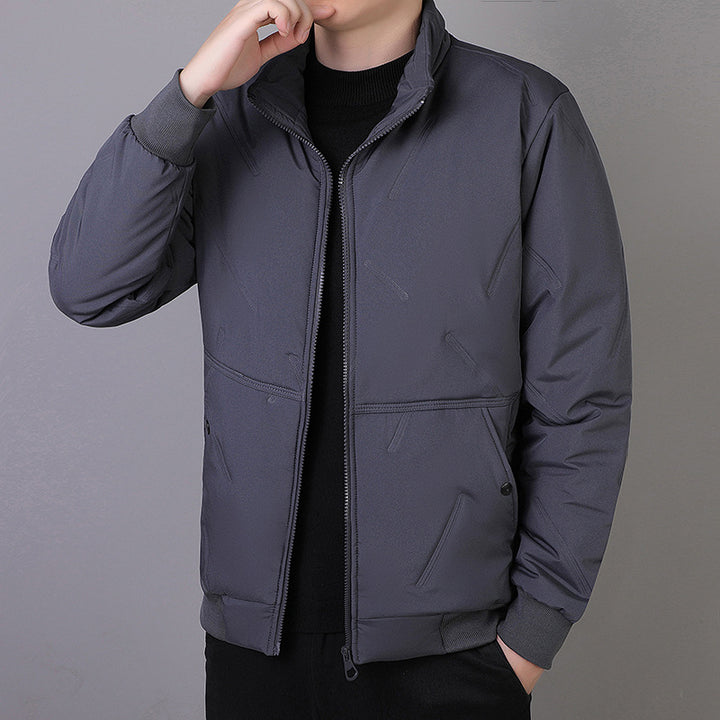 Men's Technical Short Jacket in Urban Bomber Style with Stand-Up Collar and Hidden Pockets Mune Fashion