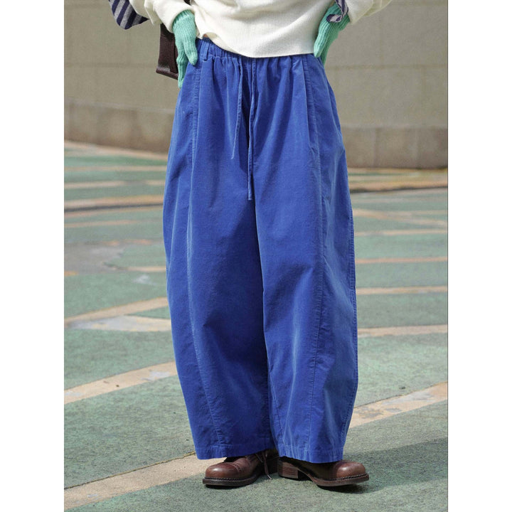 Women's Wide Culotte Style Pants with Elastic Drawstring Waistband made of Cotton Blend Mune Fashion