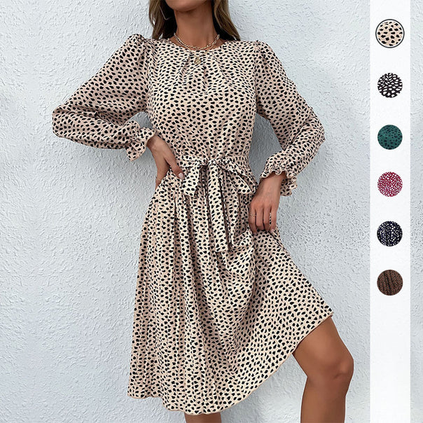 Women’s Midi Dress with Ruched Waist Tie and Pleated Skirt Mune Fashion