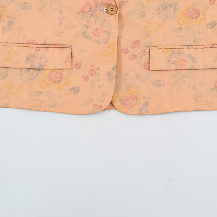 Women's Lightweight Blazer with Floral Allover Print and Boxy Cropped Silhouette