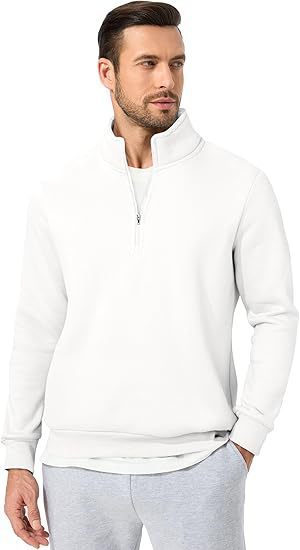 Men's half-zip pullover made of heavy cotton blend with high standing collar and ribbed cuffs Mune Fashion