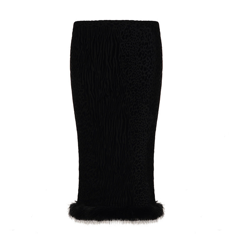 Women's short velvet jacket with luxurious faux fur trim at collar, hem, and sleeves Mune Fashion