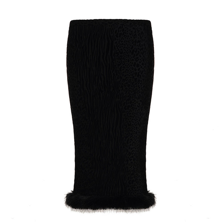 Women's short velvet jacket with luxurious faux fur trim at collar, hem, and sleeves Mune Fashion