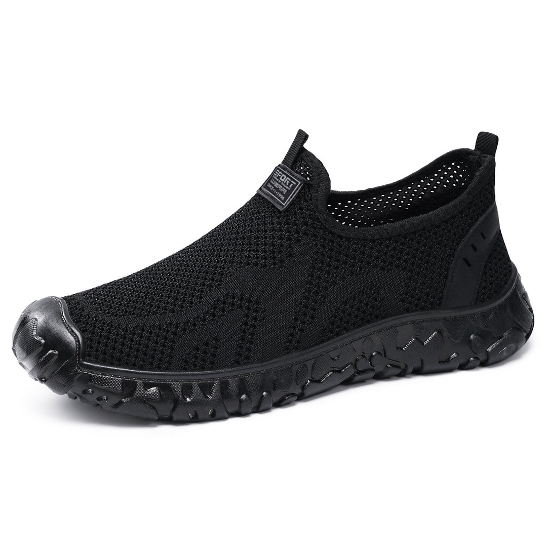 Unisex nan lightweight breathable slip-on knit walking shoe with flexible tread sole Mune Fashion