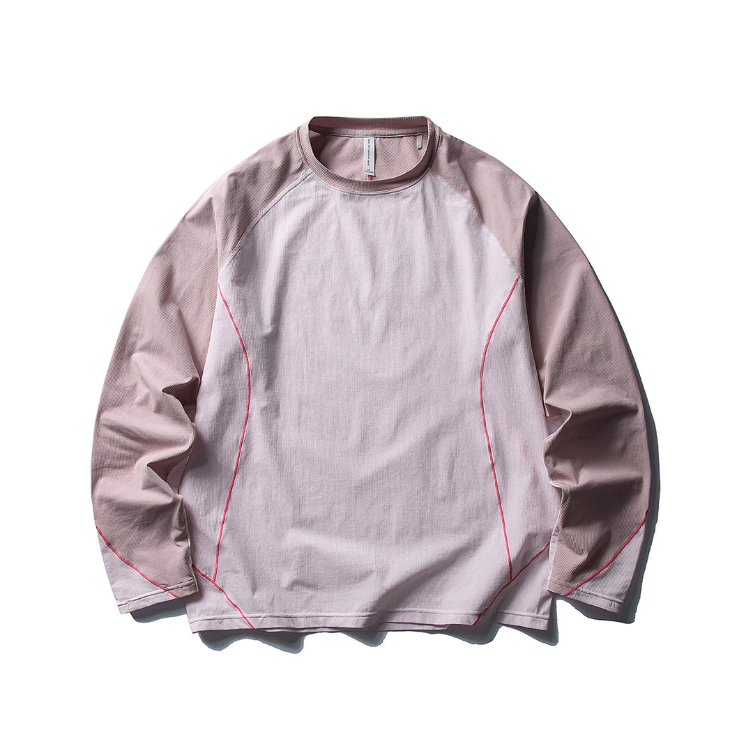 Women's Oversized Long Sleeve Shirt with Raglan Sleeves and Distinctive Contrast Stitching Mune Fashion