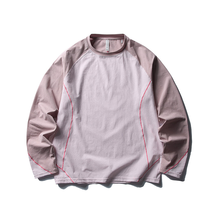 Women's Oversized Long Sleeve Shirt with Raglan Sleeves and Distinctive Contrast Stitching Mune Fashion