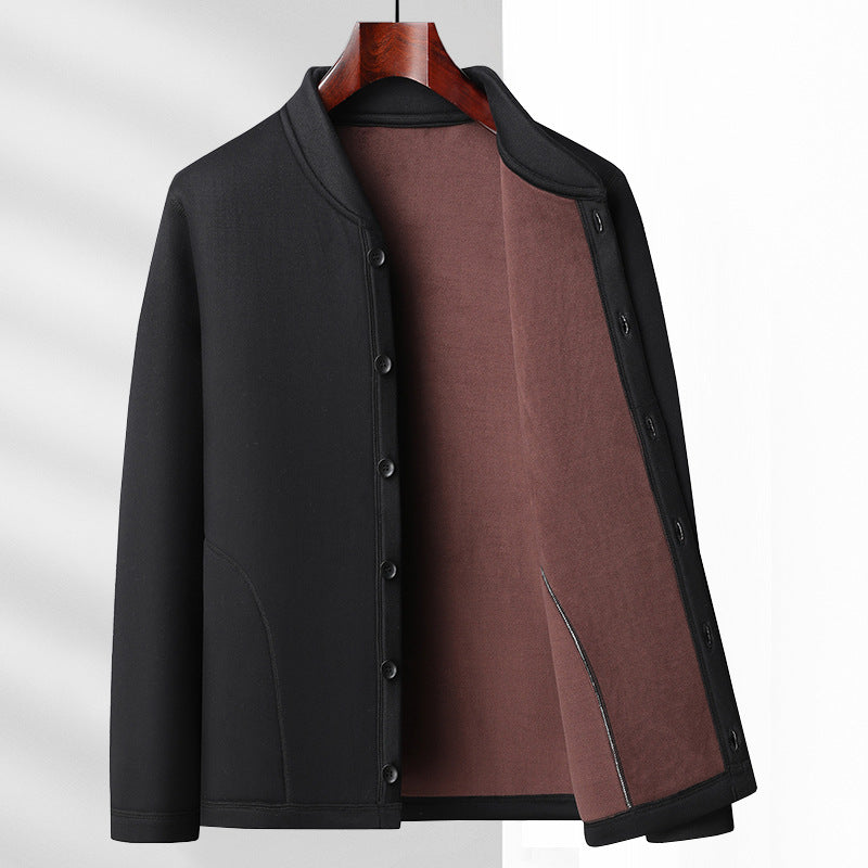 Men's casual stand-collar jacket with soft fleece inner side and concealed seam pockets Mune Fashion